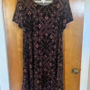 Floral Black and pinkish LuLaRoe Carly Swing XL Dress